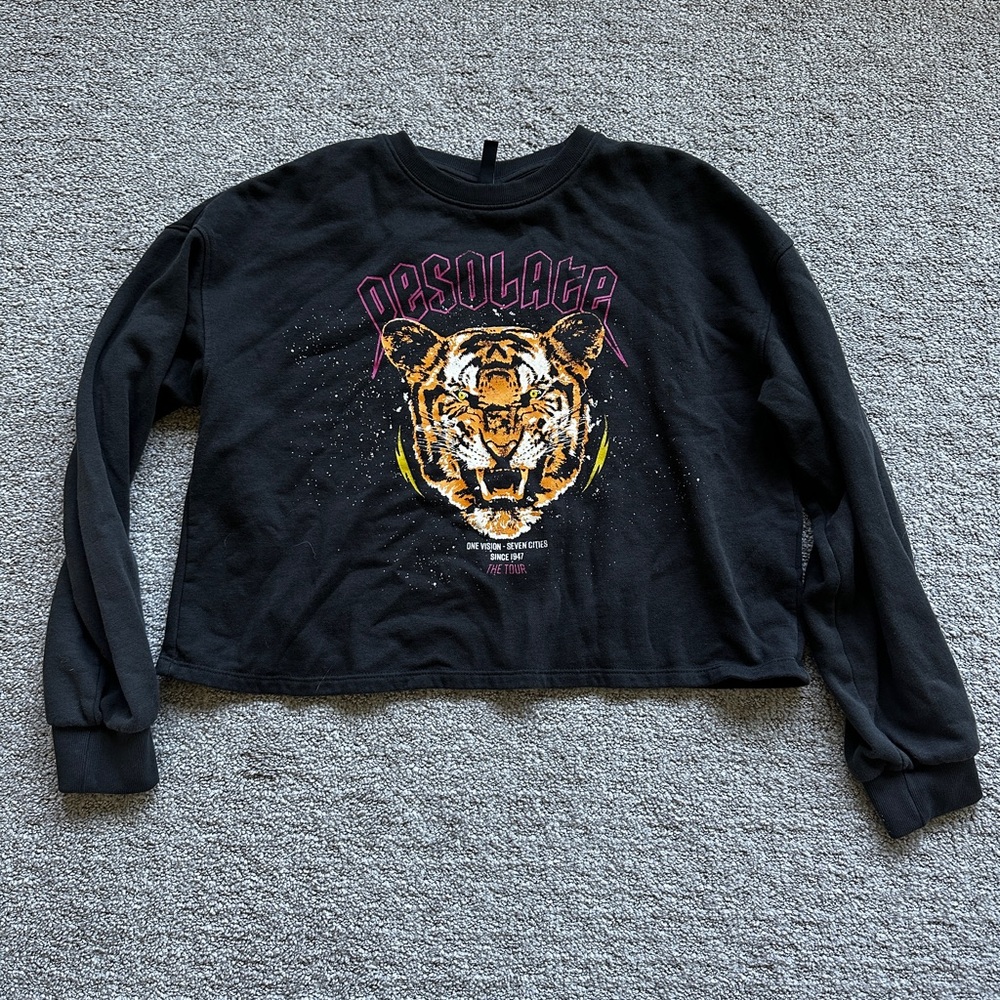 Crop sweatshirt band crewneck